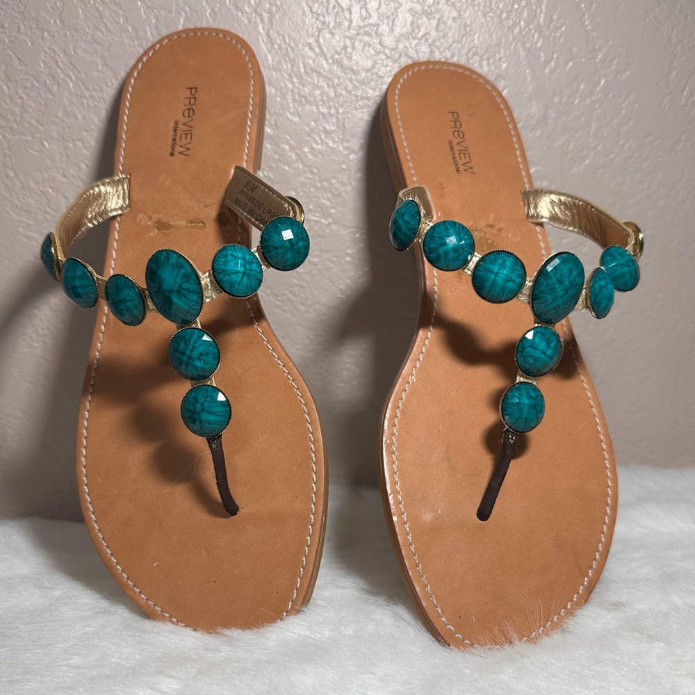 Turquoise Preview International Jeweled Women's Sandals